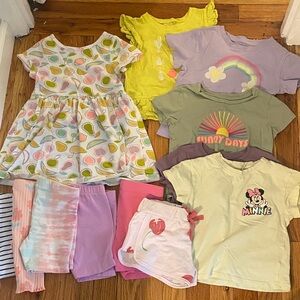 Girls Pastel Summer Mix - Avocado Print Dress + Graphic Tees